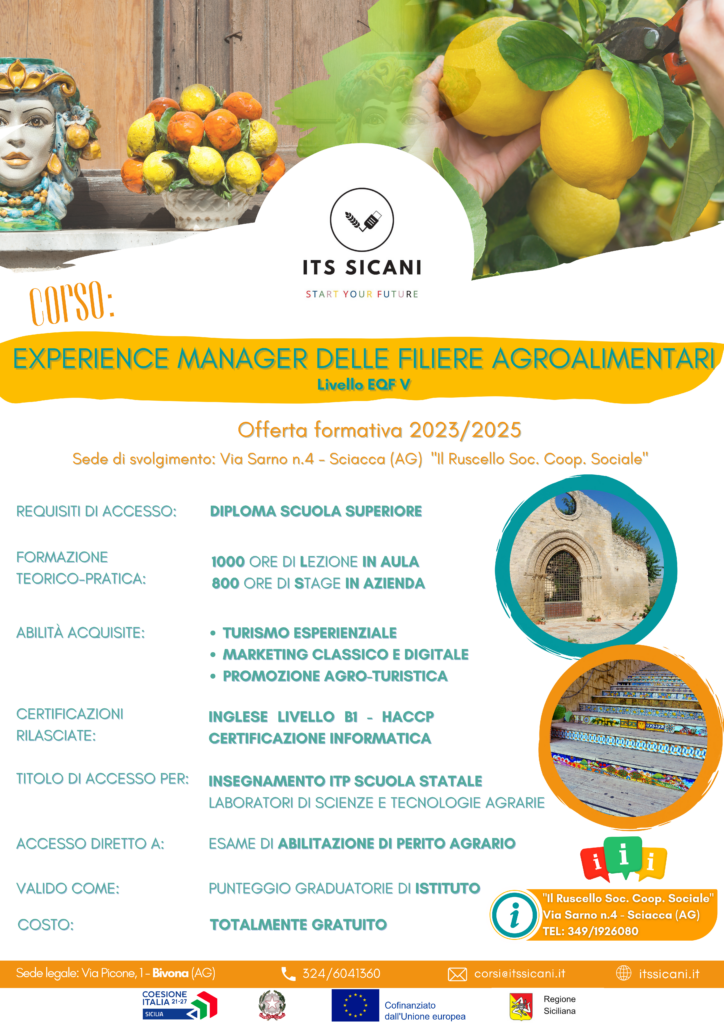 EXPERIENCE MANAGER DELLE FILIERE AGROALIMENTARI